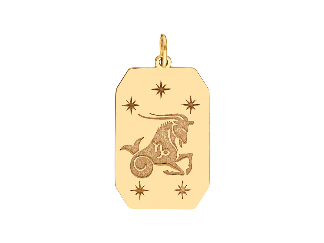 14k Capricorn Engraved Pendant