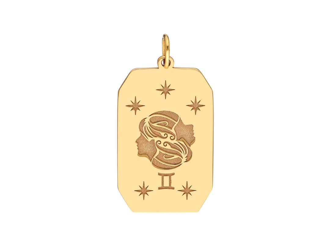 14k Gemini Engraved Pendant