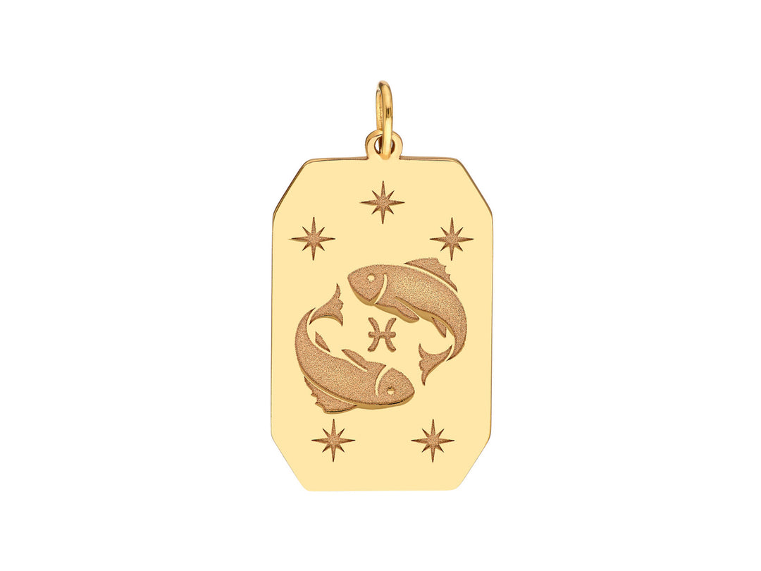 14k Pisces Engraved Pendant