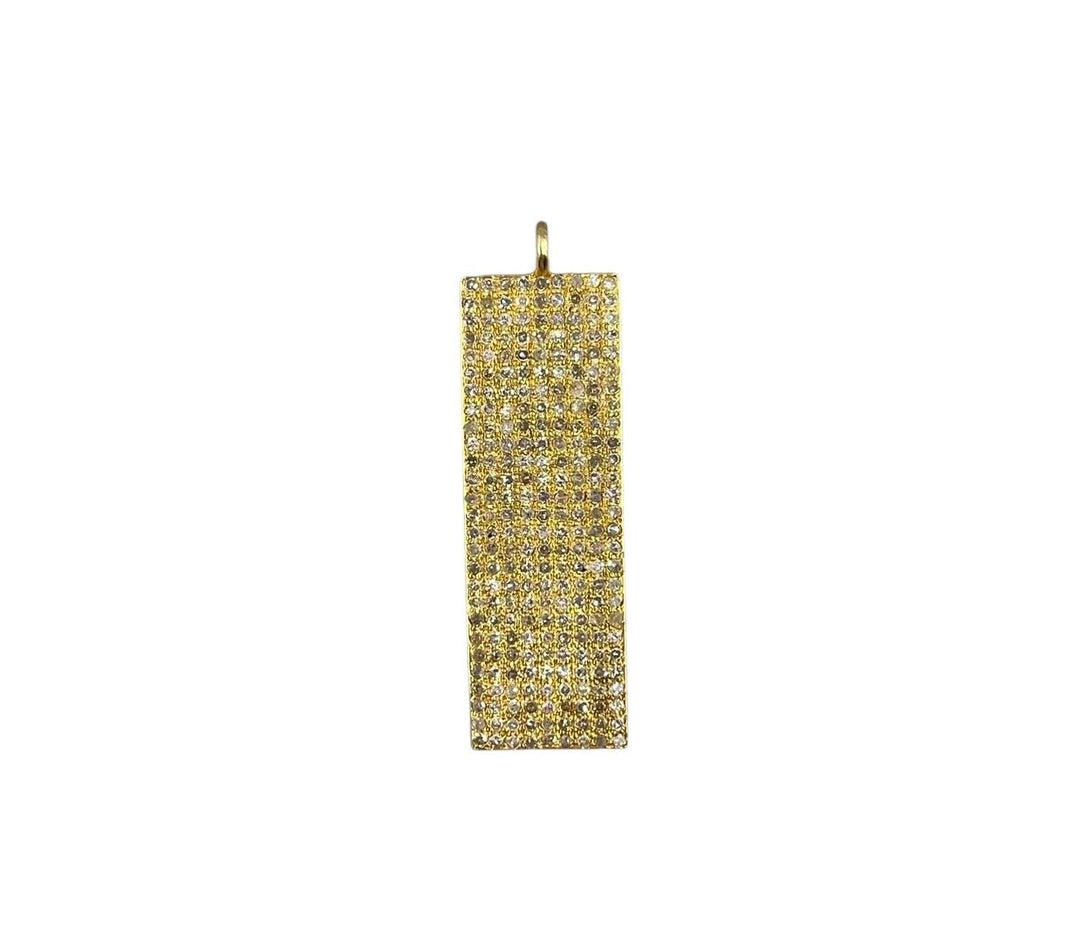 14k Pave Diamond Tag Charm