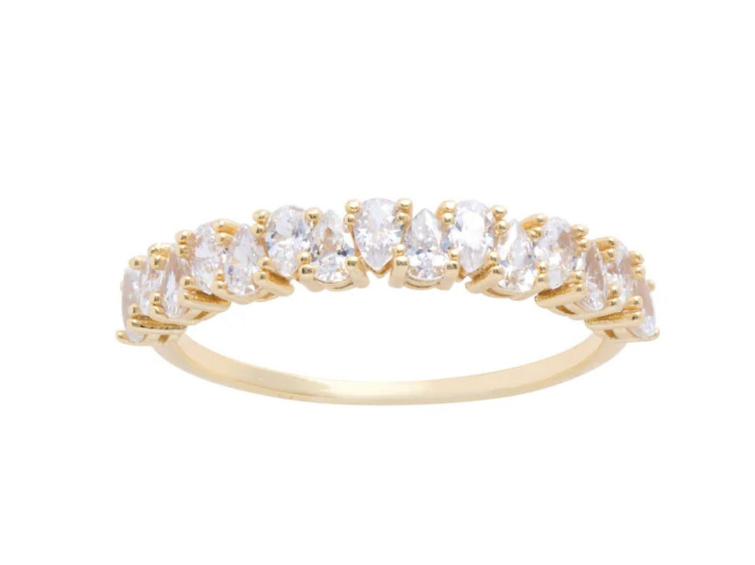 Gold Band with Teardrop CZs