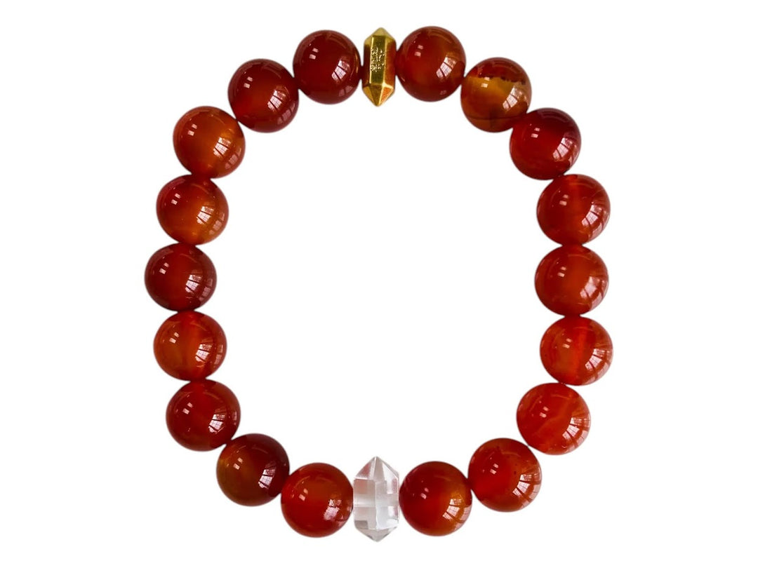 Carnelian Bracelet with Double Terminated Crystal