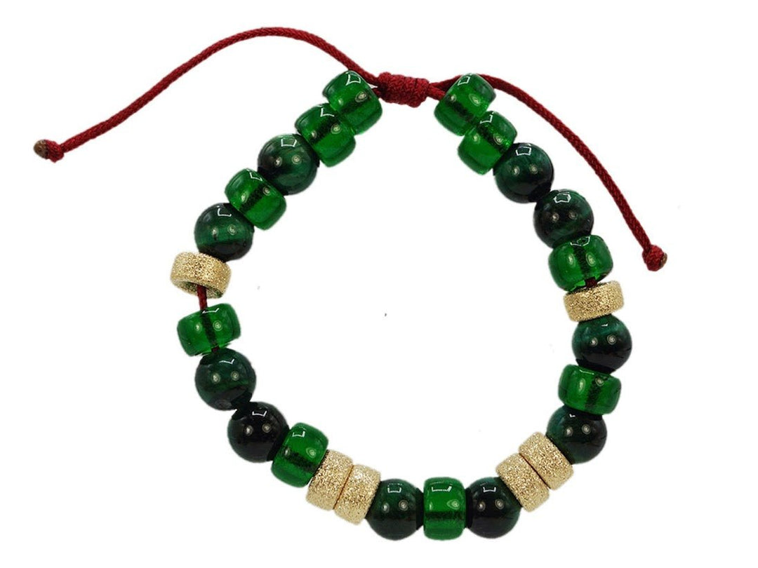 Sapin Stone, Glass, and Metal Bracelet.
