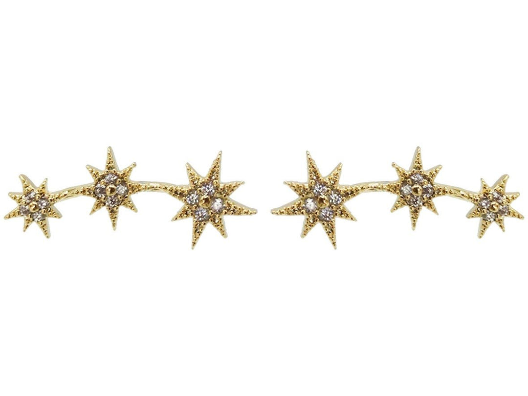 Three Starburst Climber Earrings