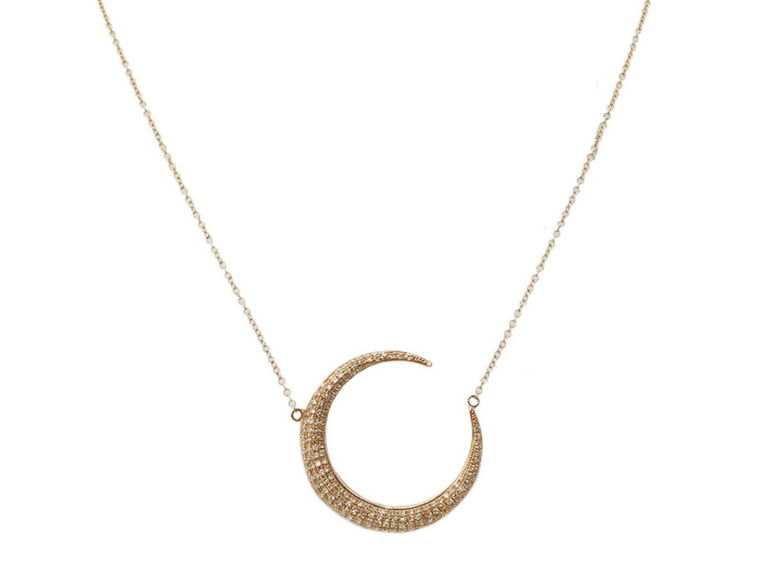 14k Crescent Moon Necklace with Diamonds