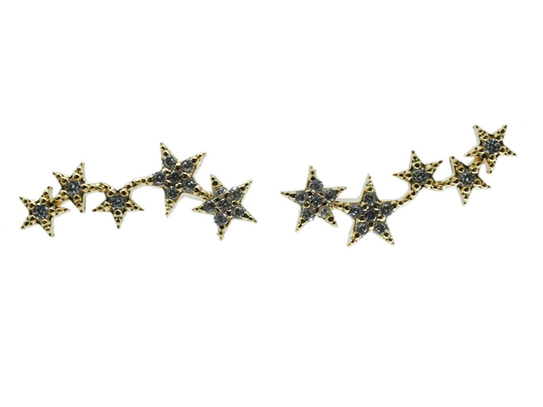 Gold Five Star Climber Earrings