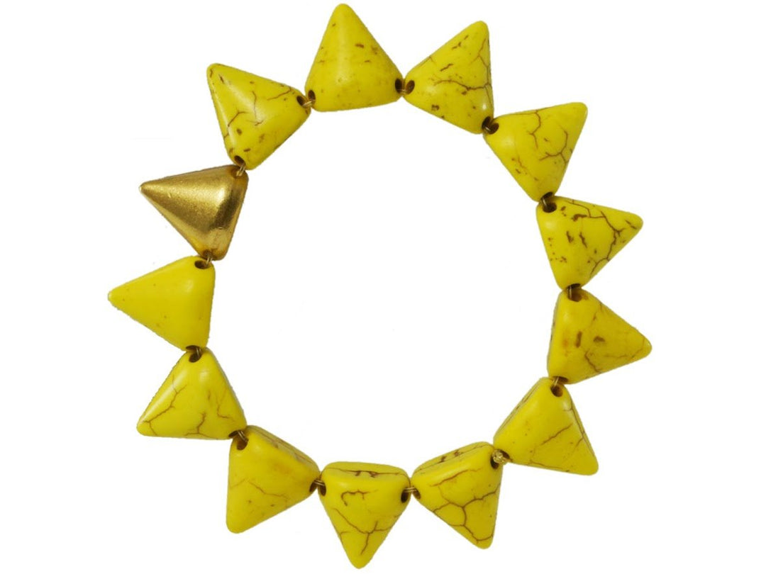 Yellow Howlite and Gold Spike Bracelet