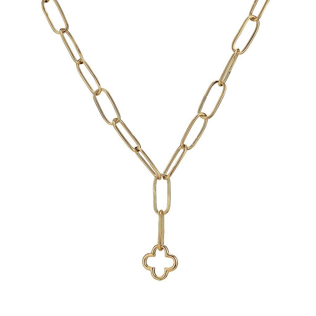 Gold Clover Lariat Necklace