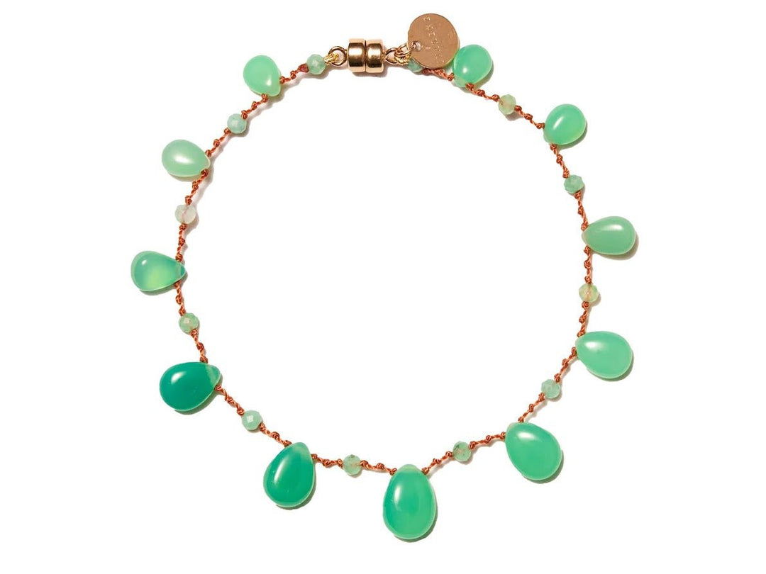 Chrysoprase Droplet Bracelet with Additional Smaller Stones