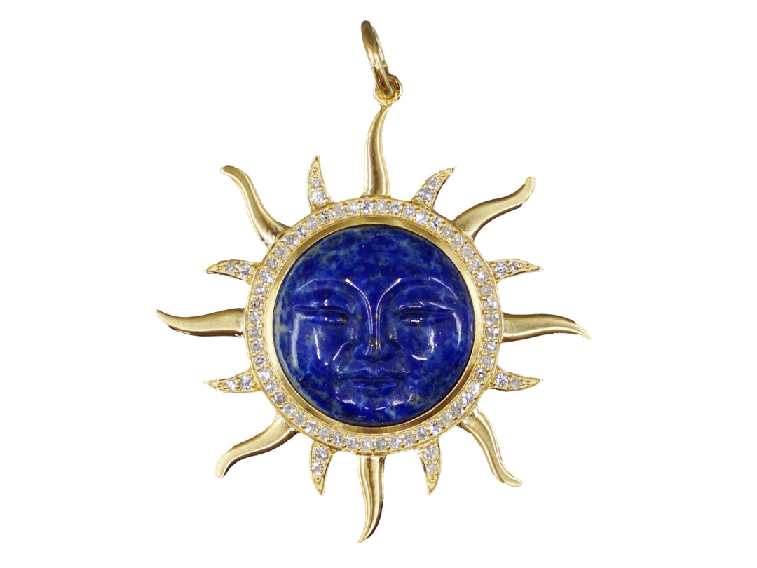 14k Diamond and Lapis Sun Pendant