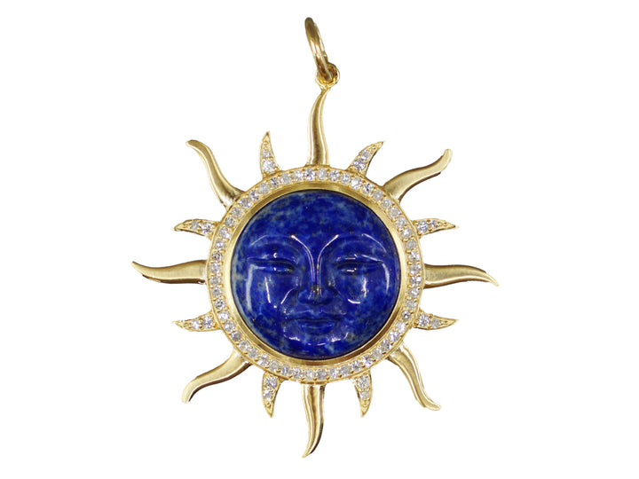 14k Diamond and Lapis Sun Pendant
