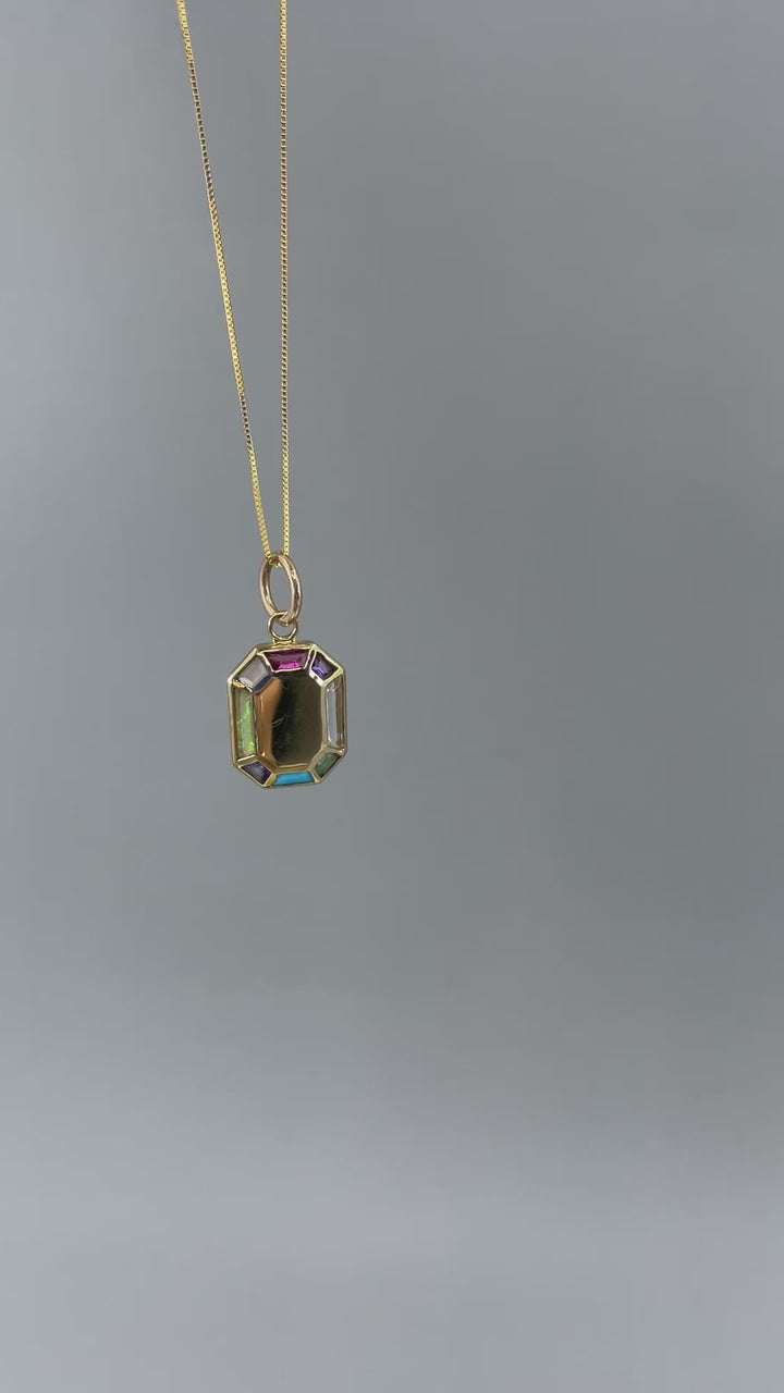 9k Grand Rainbow Octagon Pendant