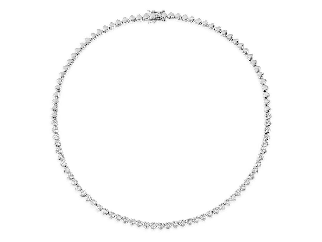 Silver Heart Tennis Necklace