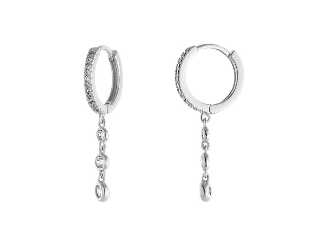 Silver Triple Bezel CZ Huggies