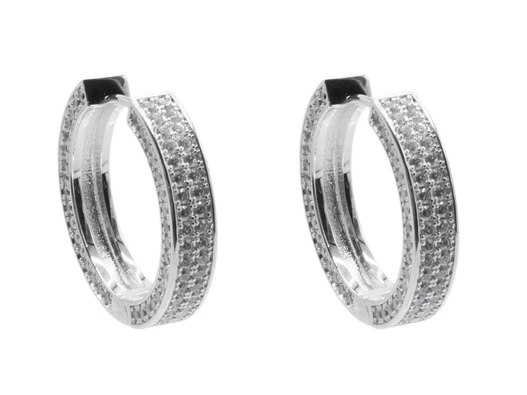 Silver Pave Hinge Hoops