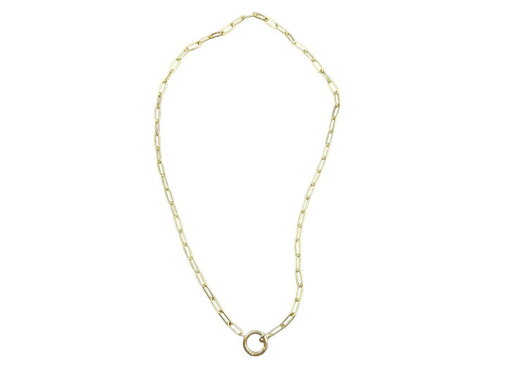 14k Paperclip Chain with Charm Holder