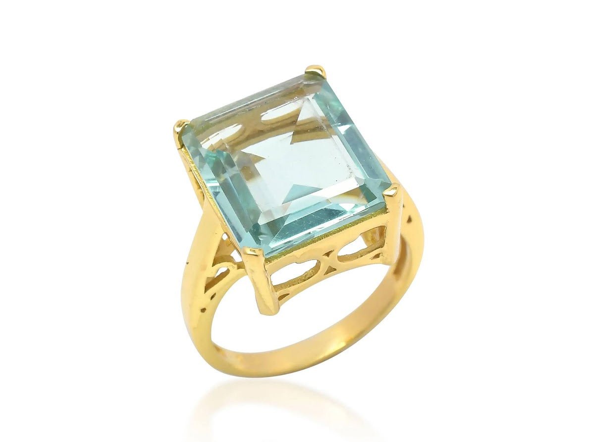 Light Blue Emerald-Cut Statement Ring