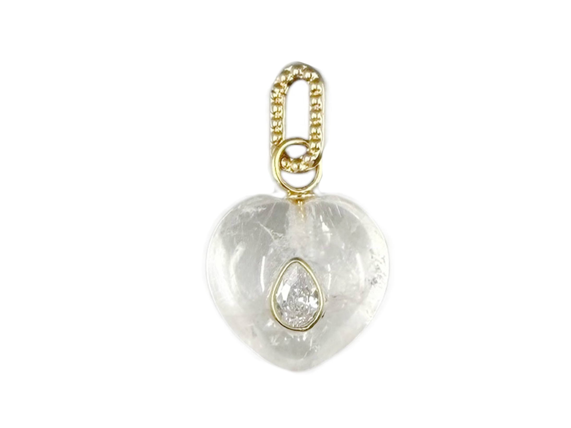 Rock Crystal Heart Charm with White Zircon