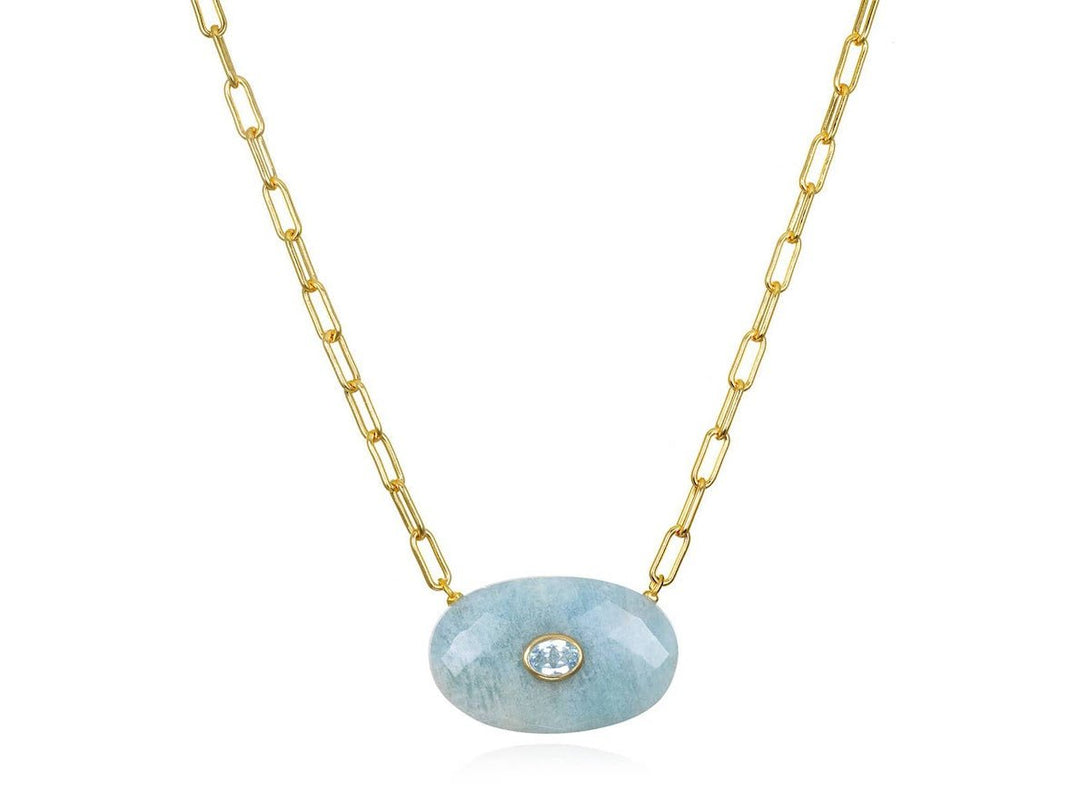 Aquamarine and Blue Topaz Charm Necklace