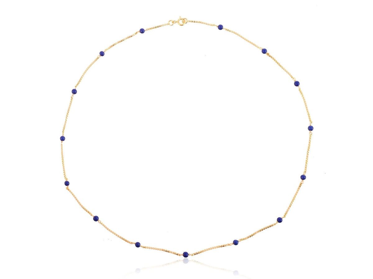 Gold Chain Necklace with Lapis Stones