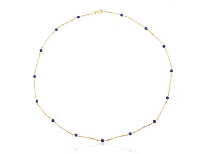 Gold Chain Necklace with Lapis Stones