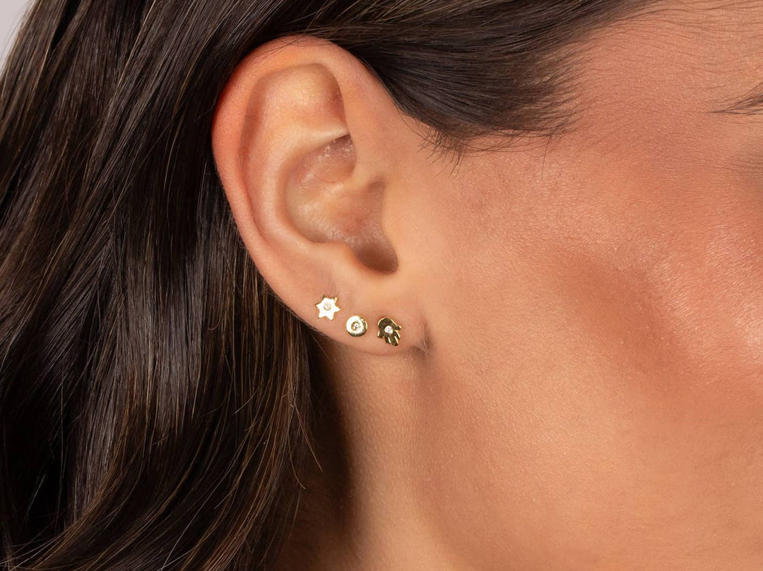 Round Stud Earrings with CZs