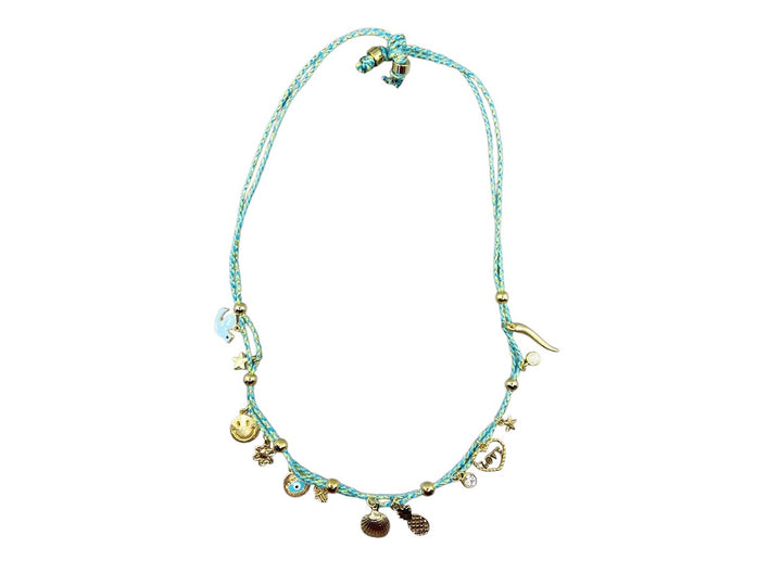 Turquoise and Green Multiple Charm Necklace