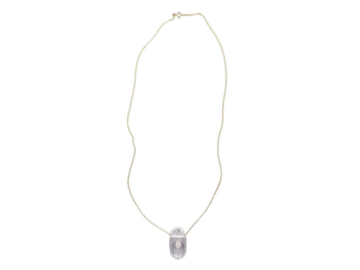 Clear Quartz Pill Necklace with Oval White Topaz