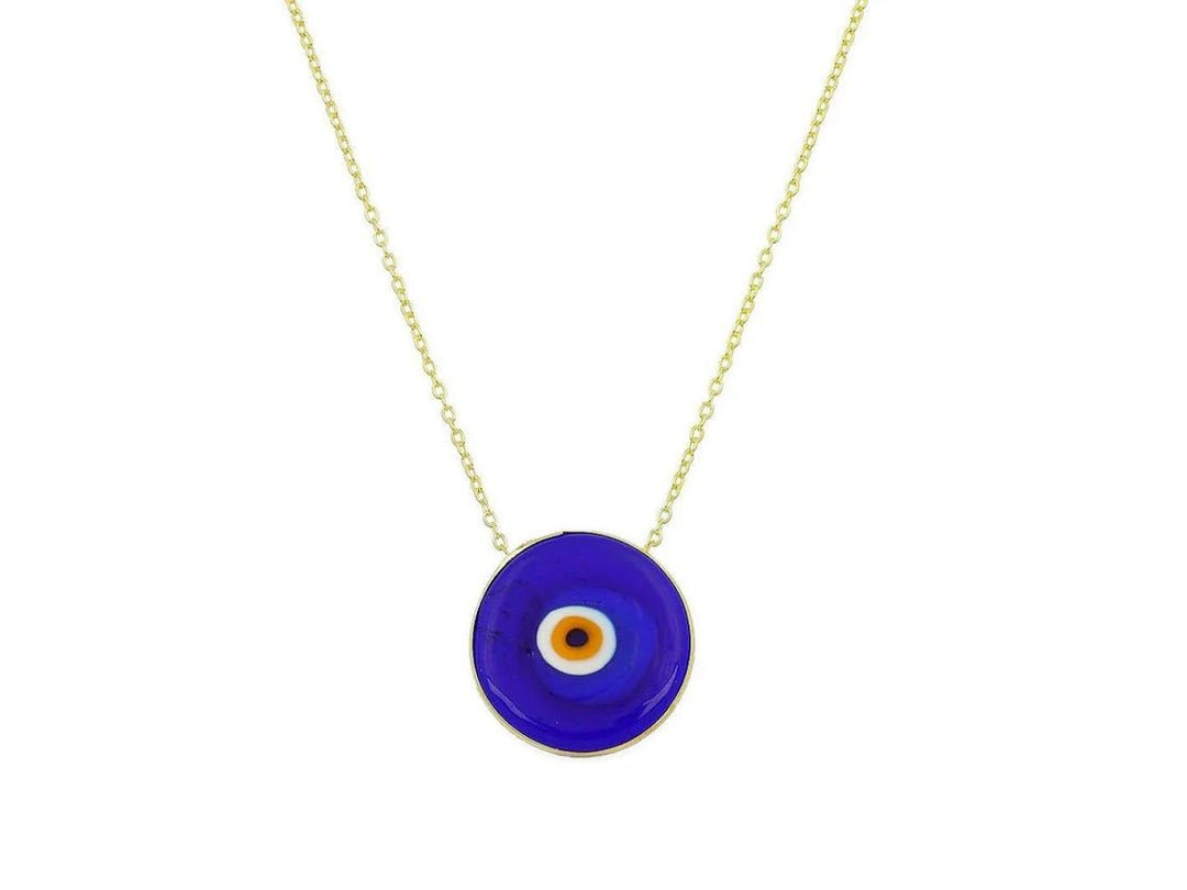 Handpainted Evil Eye Necklace in Deep Sea Blue