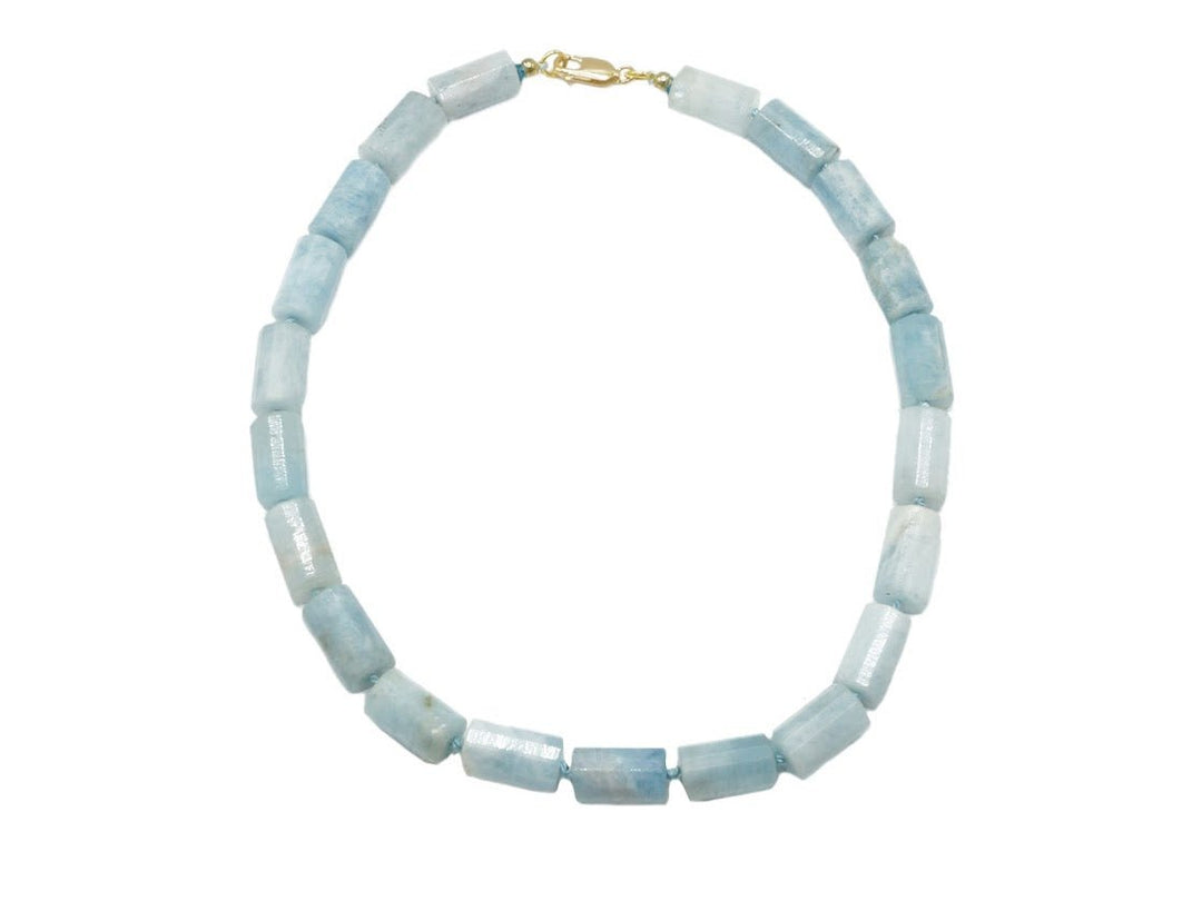 Natural Tuba-Shaped Aquamarine Necklace