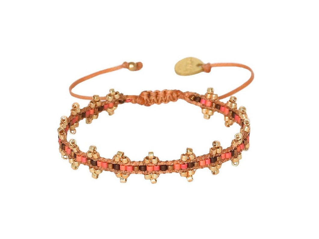 Orange and Gold Beaded Bracelet