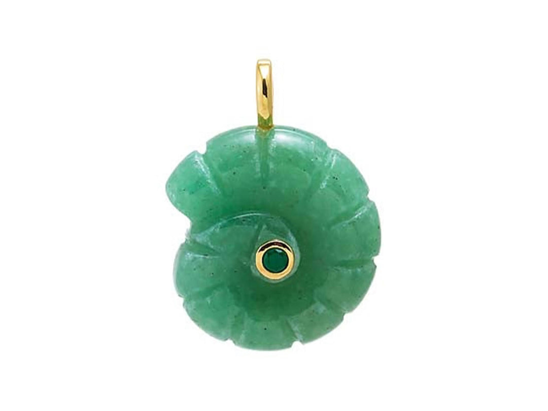 Jade Green Stone Shell Charm with CZ