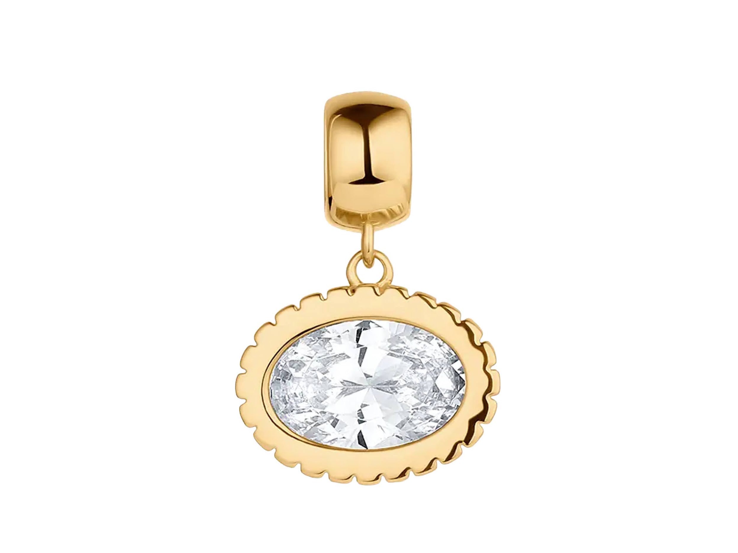 Scalloped Gold and Oval CZ Charm