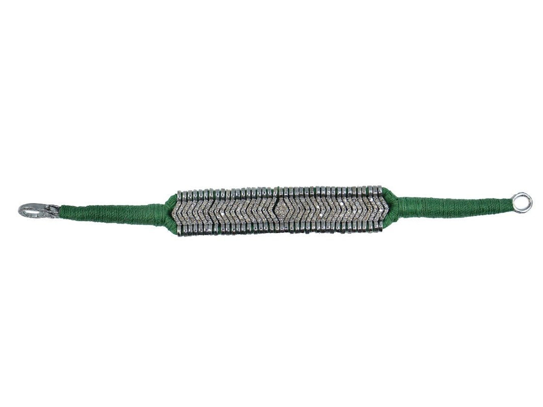 SS Handmade  Green Macrame Diamond Bracelet