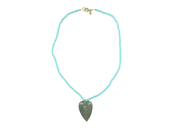 Turquoise Beaded Necklace with Aventurine Heart Charm