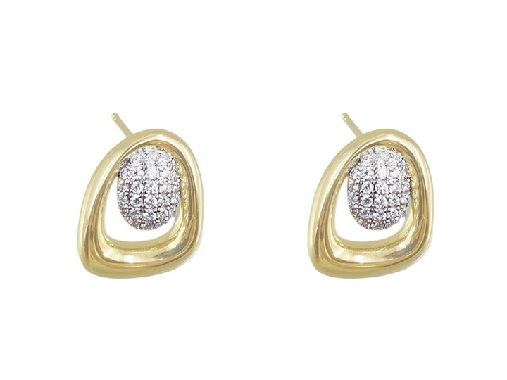 14k Abstract Earrings with Pave Diamonds