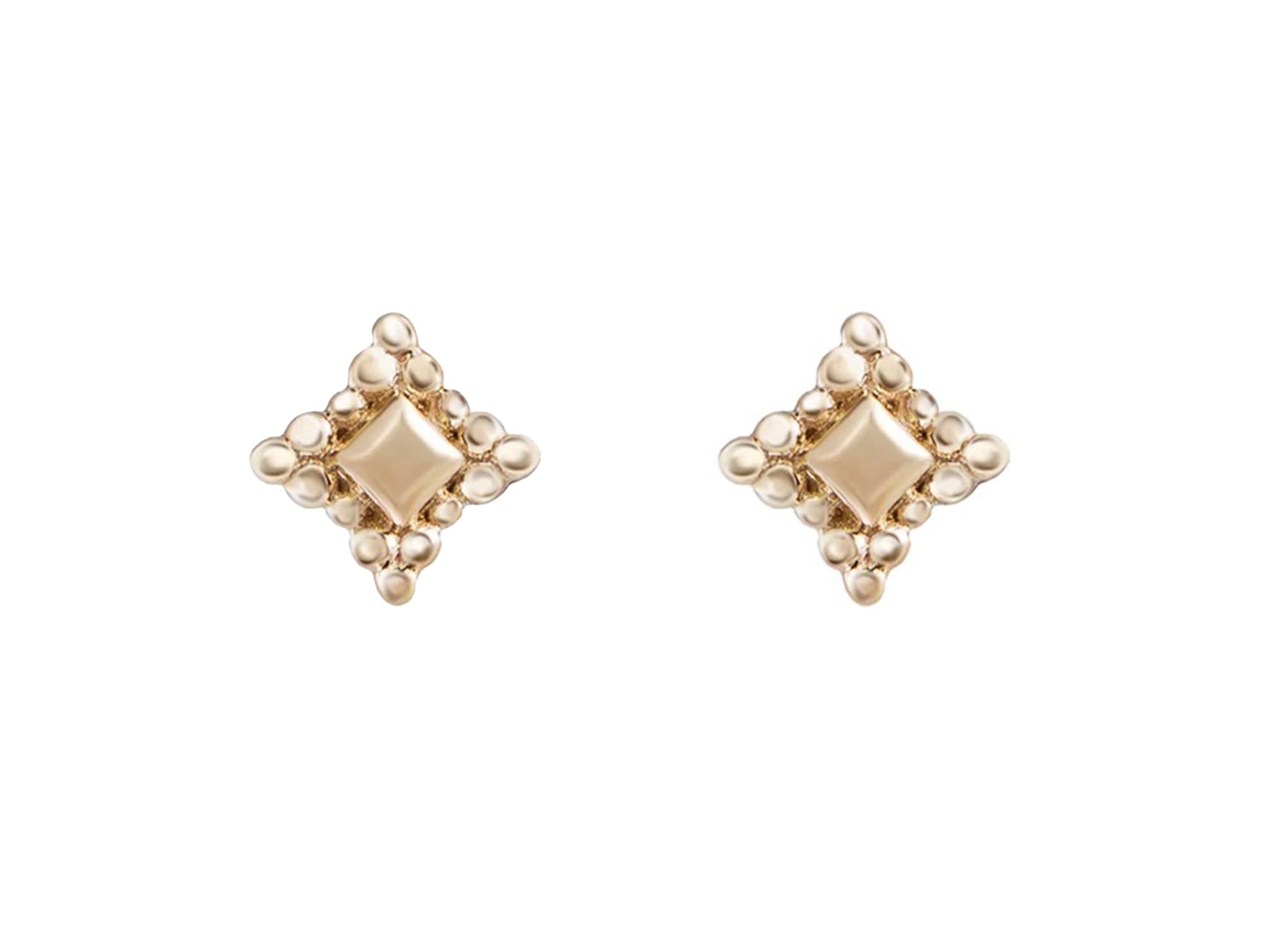 9k Diamond-Shaped Mala Studs