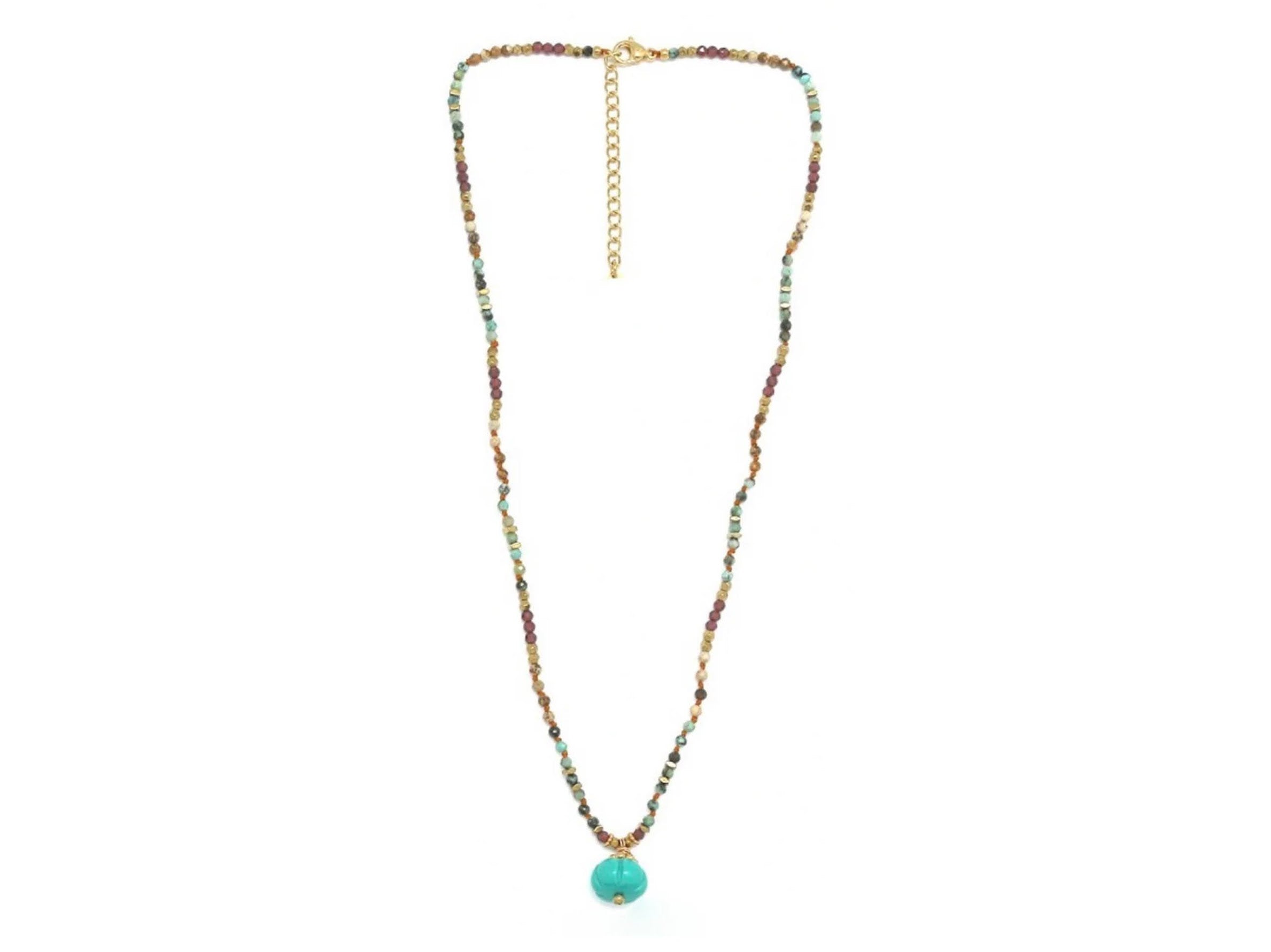 Stone Necklace with Single Blue Charm