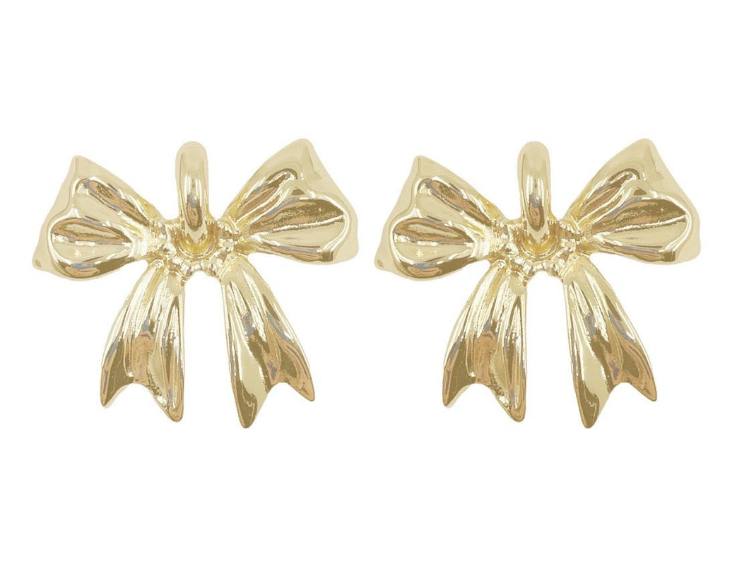 Large Yellow Gold Bow Stud Earrings