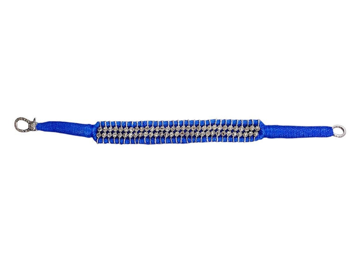 SS and Cobalt Woven Bracelet with Diamonds