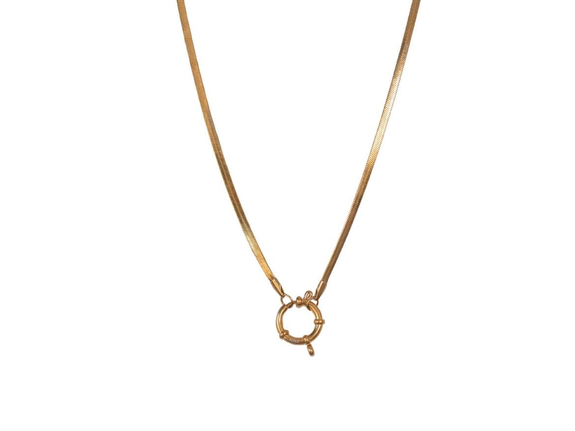 Herringbone Charm Clip Chain Necklace.