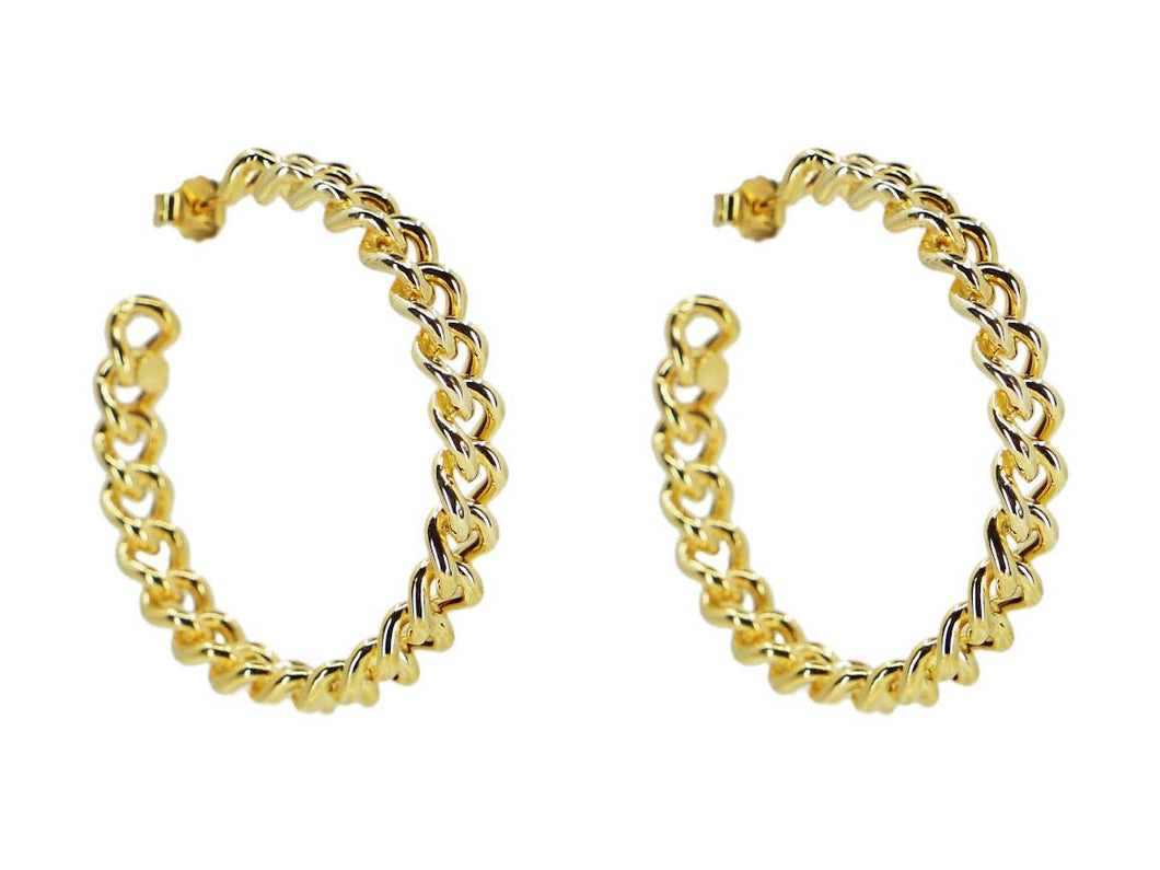 18k GV Italian Large Chain Hoop Earrings