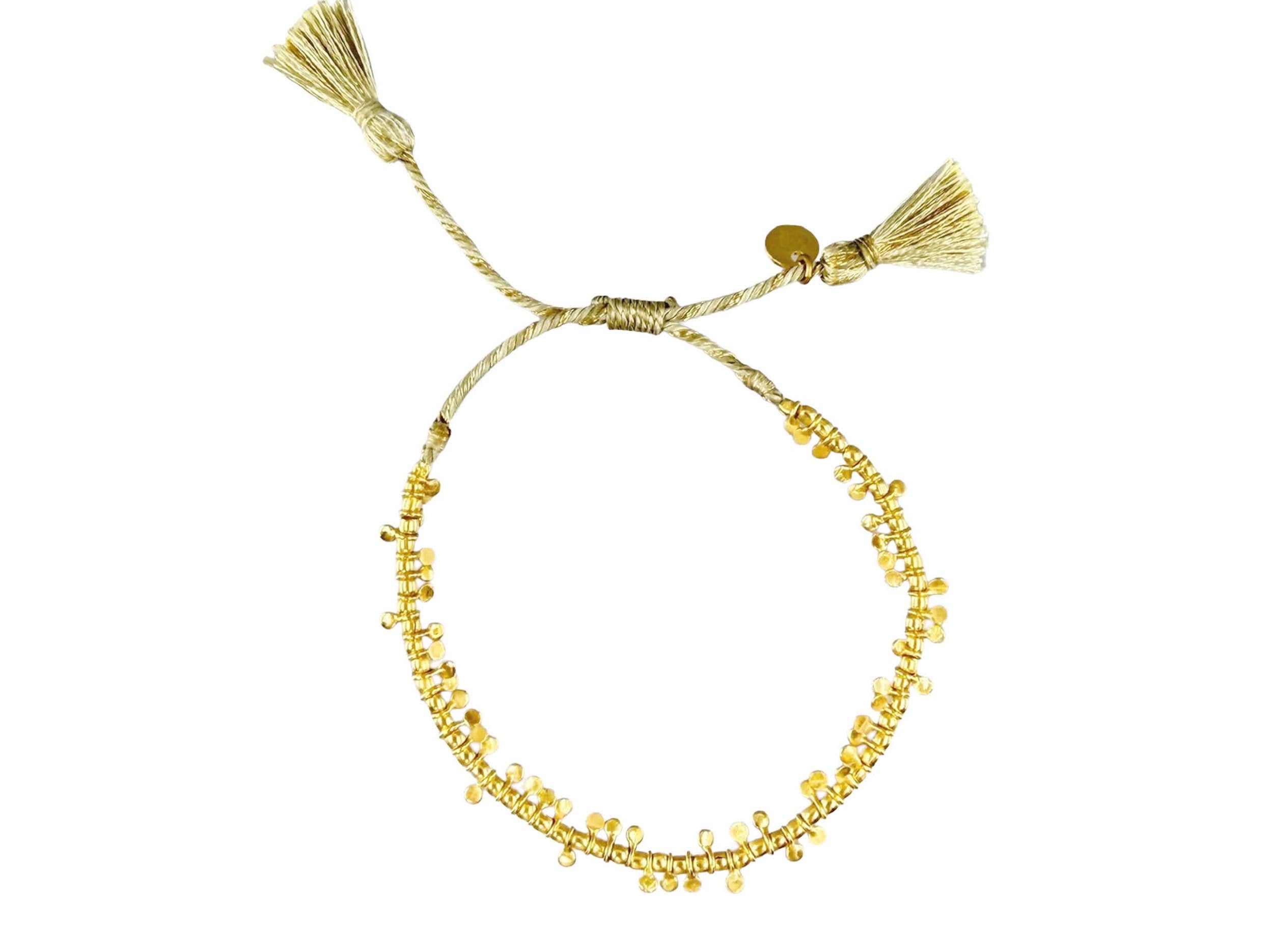 Gold Charm Bracelet on Khaki Thread