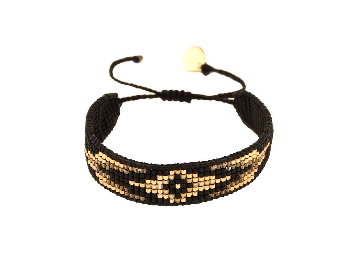 Black and Gold Abstract Bead Bracelet