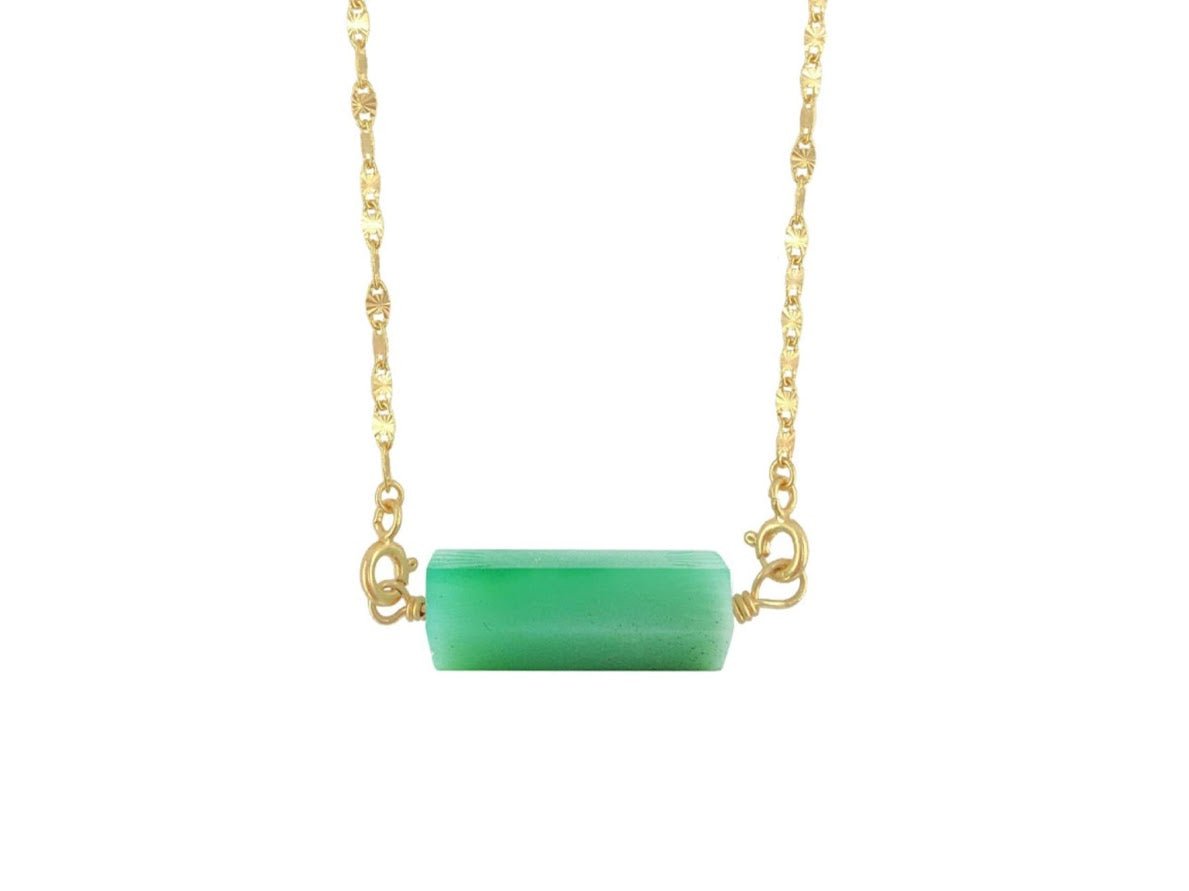 Chrysoprase Roller Bead Necklace