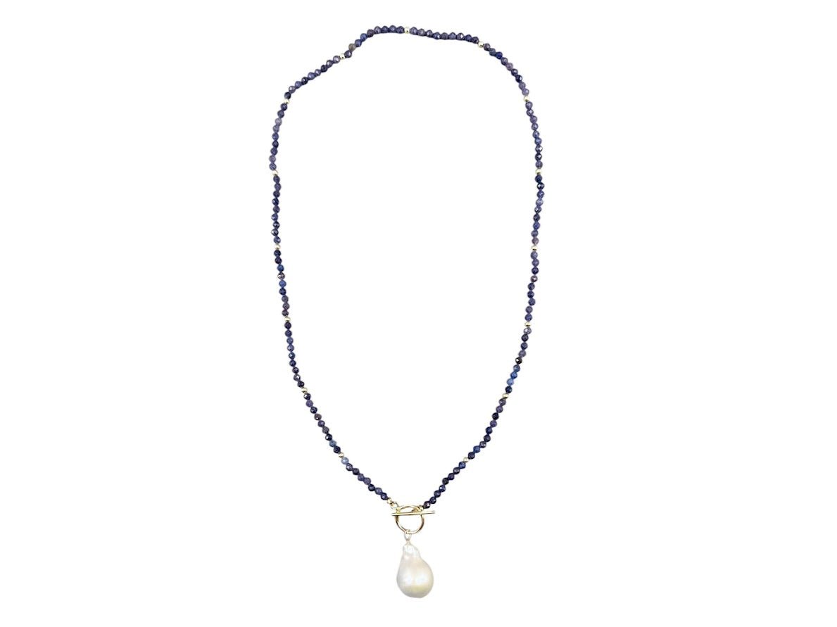 Blue Sapphire Necklace with Toggle Clasp