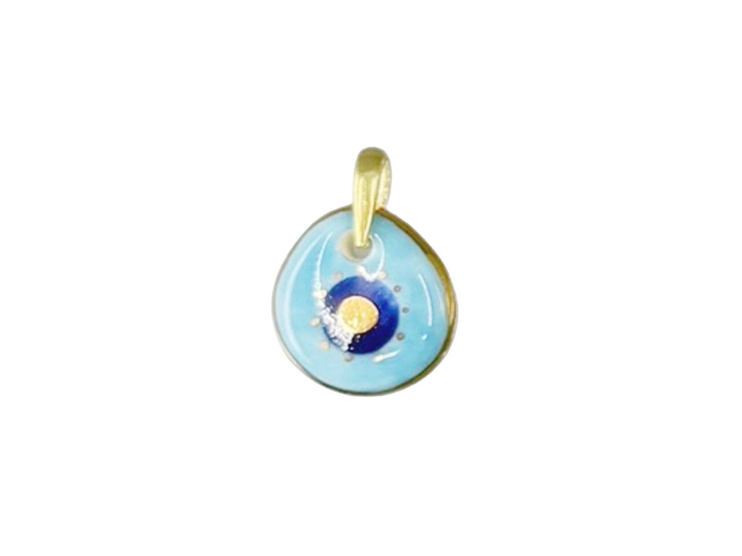 Handpainted Italian Porcelian Gold and Blue Evil Eye Charm
