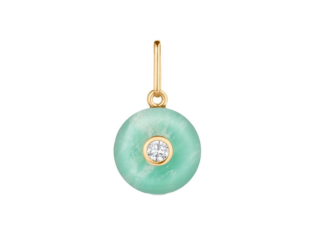 Round Chrysoprase Charm with CZ