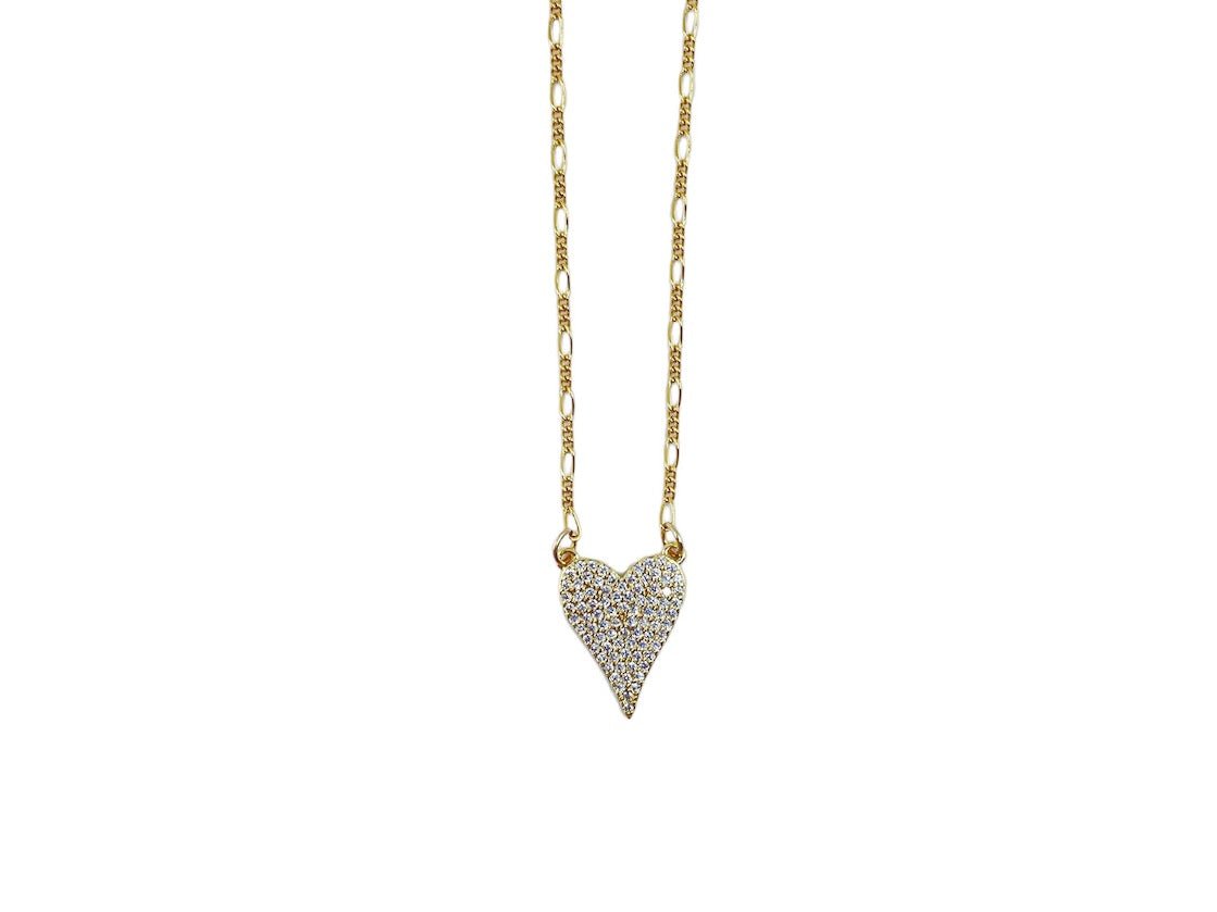 Pointy Heart Necklace with CZs