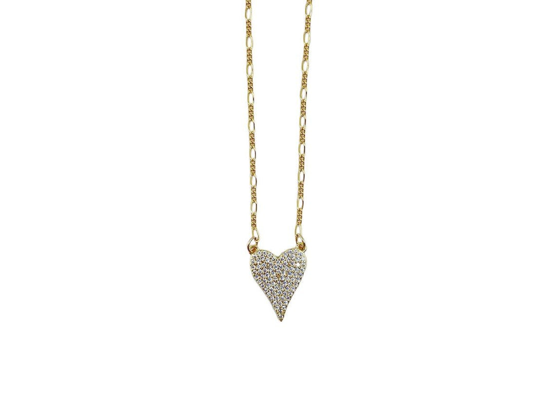 Pointy Heart Necklace with CZs